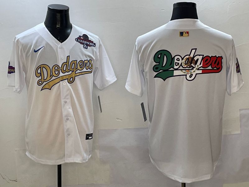 Men Los Angeles Dodgers Blank White Champion gold character 2025 Nike MLB Jersey style 8->los angeles dodgers->MLB Jersey